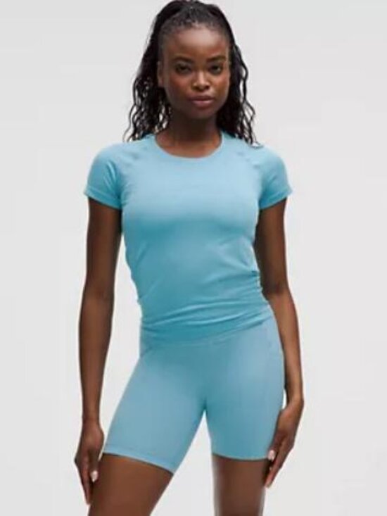 Lululemon Swiftly Tech Short-Sleeve Shirt 2.0 *Waist Length 10 Washed Blue - Picture 1 of 4